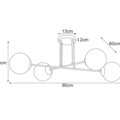 Store Złota lampa sufitowa z czterema białymi kloszami K-5403 z serii LUMIA Żyrandole Nowoczesne