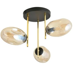 New Złota lampa sufitowa z miodowymi kloszami 1275/3 z serii ARGO | Kaja Żyrandole Nowoczesne