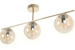 Discount Złota lampa sufitowa z trzema miodowymi kloszami K-5412 z serii GRAND Żyrandole Nowoczesne