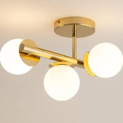 Best Złota lampa sufitowa z trzema kloszami SIG 40798 z serii AVOLA Żyrandole Nowoczesne