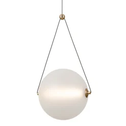 Best Złota lampa wisząca kula LED PND-34361-L-HBR-OPAL z serii RASTIA Żyrandole Nowoczesne