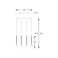 Flash Sale Złota lampa wisząca na listwie, nad stół P0583-04A-2GHF MIDA | Kaja Żyrandole Nowoczesne