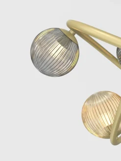 Cheap Złota lampa wisząca z ryflowanymi kloszami WF 7015-1404 METZ | Kaja Żyrandole Nowoczesne