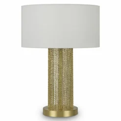 Sklep Kaja Złota lampka stołowa z białym abażurem MOD151TL-01G z serii IMPRESSIVE