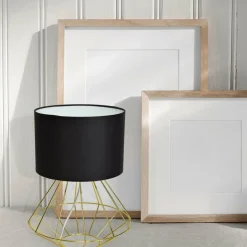 Sklep Kaja Złota lampka stołowa z czarnym abażurem MLP6272 z serii LUPO | Kaja Oświetlenie