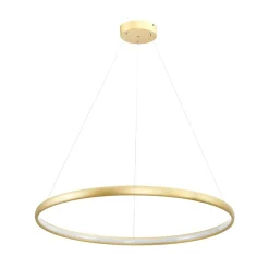 Best Złota, ledowa obręcz wisząca do salonu PL210503-800-GD z serii CARLO Żyrandole Nowoczesne