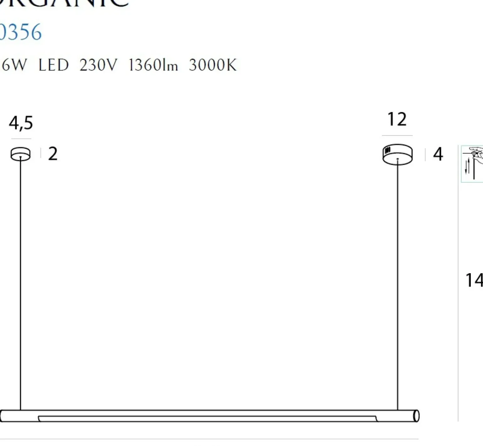 Store Złota listwa 100cm LED ze ściemniaczem MX P0356D ORGANIC P | Kaja Żyrandole Nowoczesne