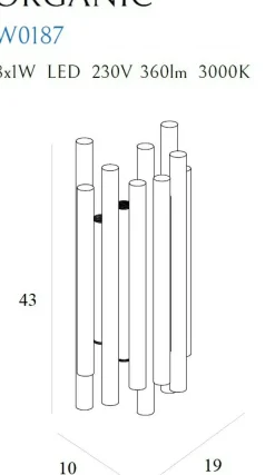 Sklep Kaja Złota, nowoczesna lampa ścienna z rurek MX W0187 ORGANIC | Kaja