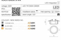 Sklep Kaja Złota oprawa podtynkowa LED do łazienki AZ4390 KASTORIA | Kaja