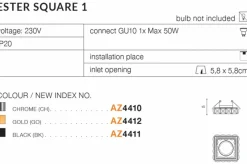 Sklep Kaja Złota oprawa podtynkowa z kryształkami AZ4412 ESTER | Kaja Oświetlenie