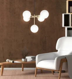 Flash Sale Złota, ozdobna lampa wisząca do salonu 35-73778 z serii MATI | Kaja Żyrandole Nowoczesne