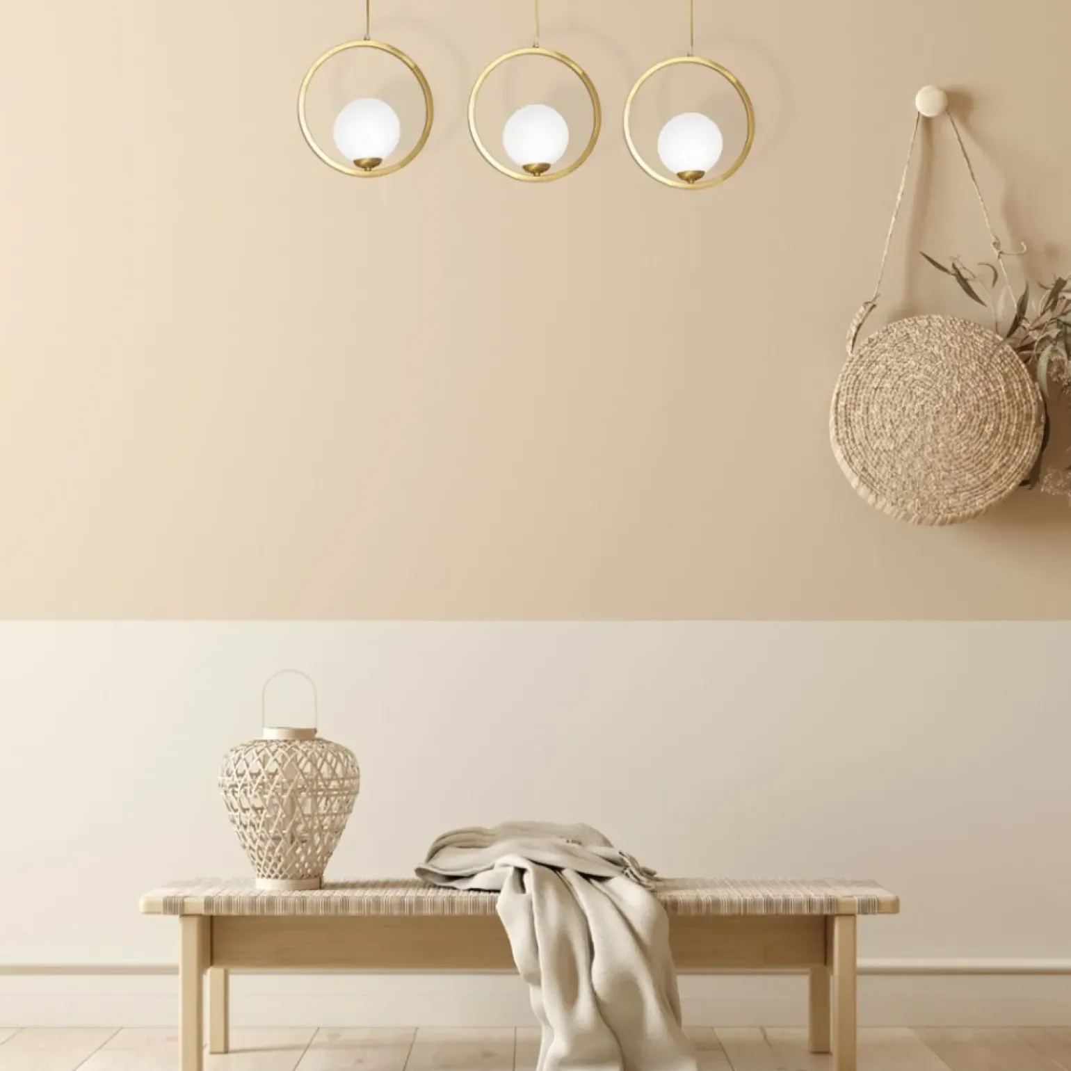 Best Sale Złota, potrójna lampa wisząca, ozdobne okręgi MLP5574 z serii VIENNA | Kaja Oświ Żyrandole Nowoczesne