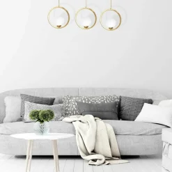 Best Sale Złota, potrójna lampa wisząca, ozdobne okręgi MLP5574 z serii VIENNA | Kaja Oświ Żyrandole Nowoczesne