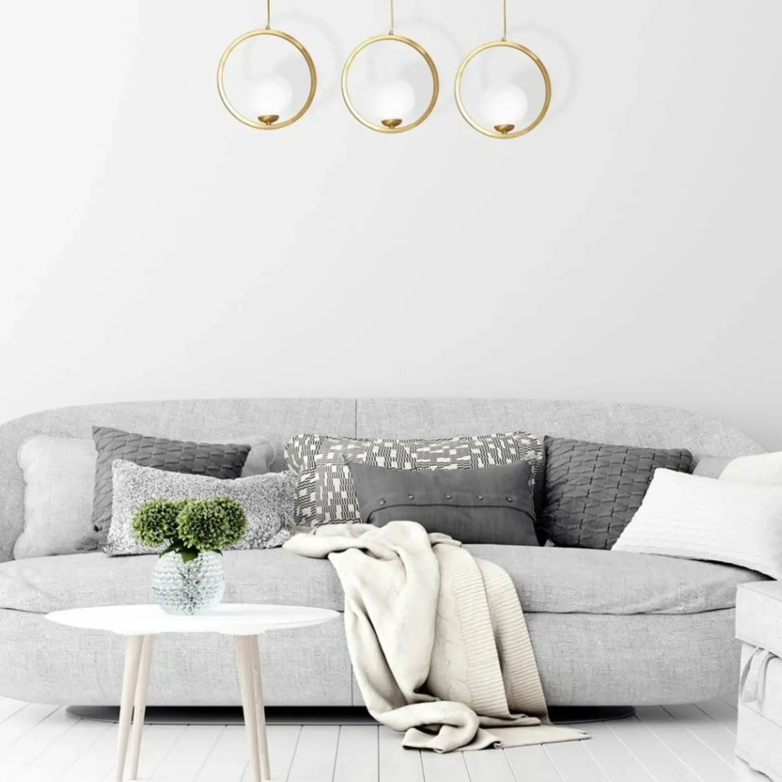 Best Sale Złota, potrójna lampa wisząca, ozdobne okręgi MLP5574 z serii VIENNA | Kaja Oświ Żyrandole Nowoczesne