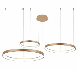 Online Złote obręcze na zwisach, potrójny żyrandol LED AZ5026 AGNES | Kaja Żyrandole Nowoczesne