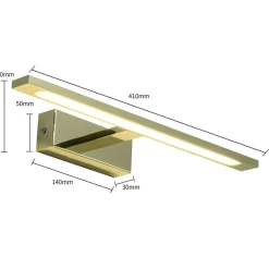 Sklep Kaja Złoty kinkiet łazienkowy LED GS-LWB-12W/3 GOLD ISLA | Kaja Oświetlenie