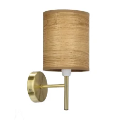 Sklep Kaja Złoty kinkiet ścienny z abażurem w kształcie tuby 21-27573 z serii YAN | Kaja Oś