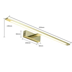 Sklep Kaja Złoty kinkiet do łazienki, szerokość 62cm GS-LWB-20W GOLD ISLA | Kaja