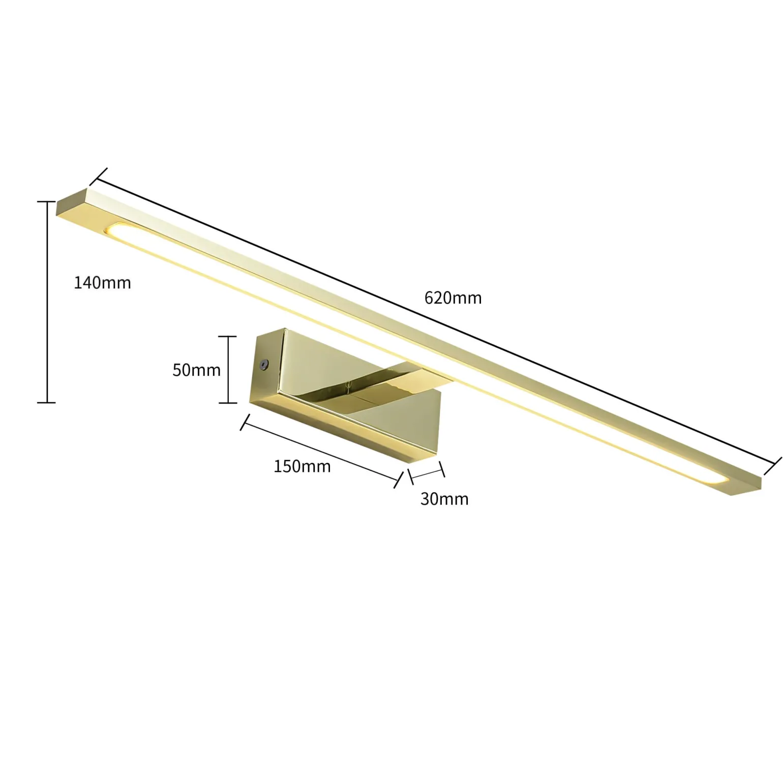 Sklep Kaja Złoty kinkiet do łazienki, szerokość 62cm GS-LWB-20W GOLD ISLA | Kaja