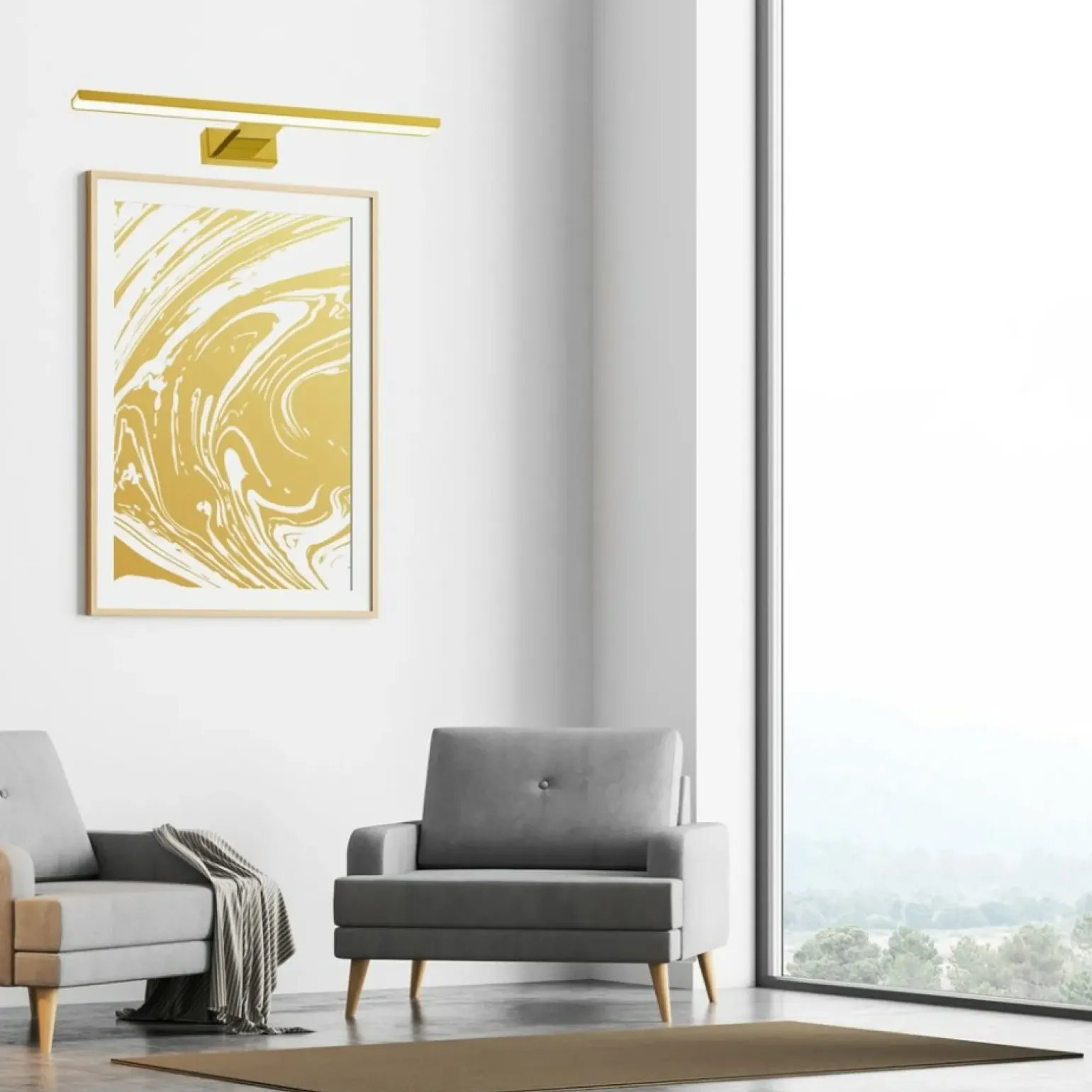 Sklep Kaja Złoty kinkiet obrazowy, nad lustro w korytarzu ML8238 z serii PINTO | Kaja Oświe