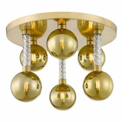 Flash Sale Złoty plafon z kulistymi kloszami C0583-06D-2GHF MIDA | Kaja Żyrandole Nowoczesne