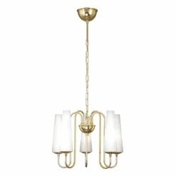 Discount Złoty żyrandol z białymi, wąskimi kloszami ZM 1127 z serii MAGNUM Żyrandole Nowoczesne