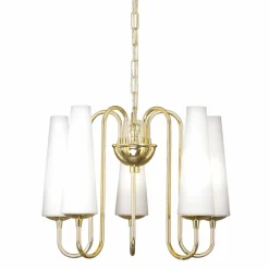 Discount Złoty żyrandol z białymi, wąskimi kloszami ZM 1127 z serii MAGNUM Żyrandole Nowoczesne