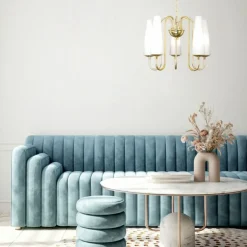 Discount Złoty żyrandol z białymi, wąskimi kloszami ZM 1127 z serii MAGNUM Żyrandole Nowoczesne