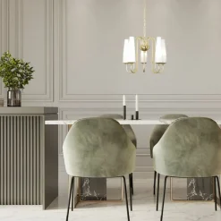 Discount Złoty żyrandol z białymi, wąskimi kloszami ZM 1127 z serii MAGNUM Żyrandole Nowoczesne