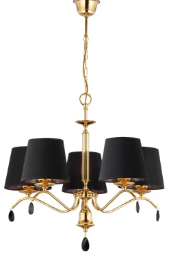 Sklep Kaja Złoty żyrandol z czarnymi abażurami JUP 1795 EGIDA | Kaja Oświetlenie