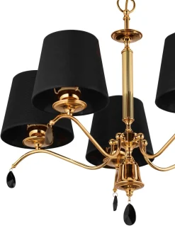 Sklep Kaja Złoty żyrandol z czarnymi abażurami JUP 1795 EGIDA | Kaja Oświetlenie