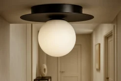 Sklep Kaja Czarna lampa sufitowa z białym kloszem ⌀10 cm K-5438 z serii ROBIN