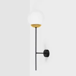 Sklep Kaja Czarno-złoty kinkiet z białym kloszem K-4916 ISLA | Kaja Oświetlenie