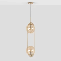 Sklep Kaja Efektowna lampa wisząca z bursztynowymi kloszami K-5397 z serii SVEN